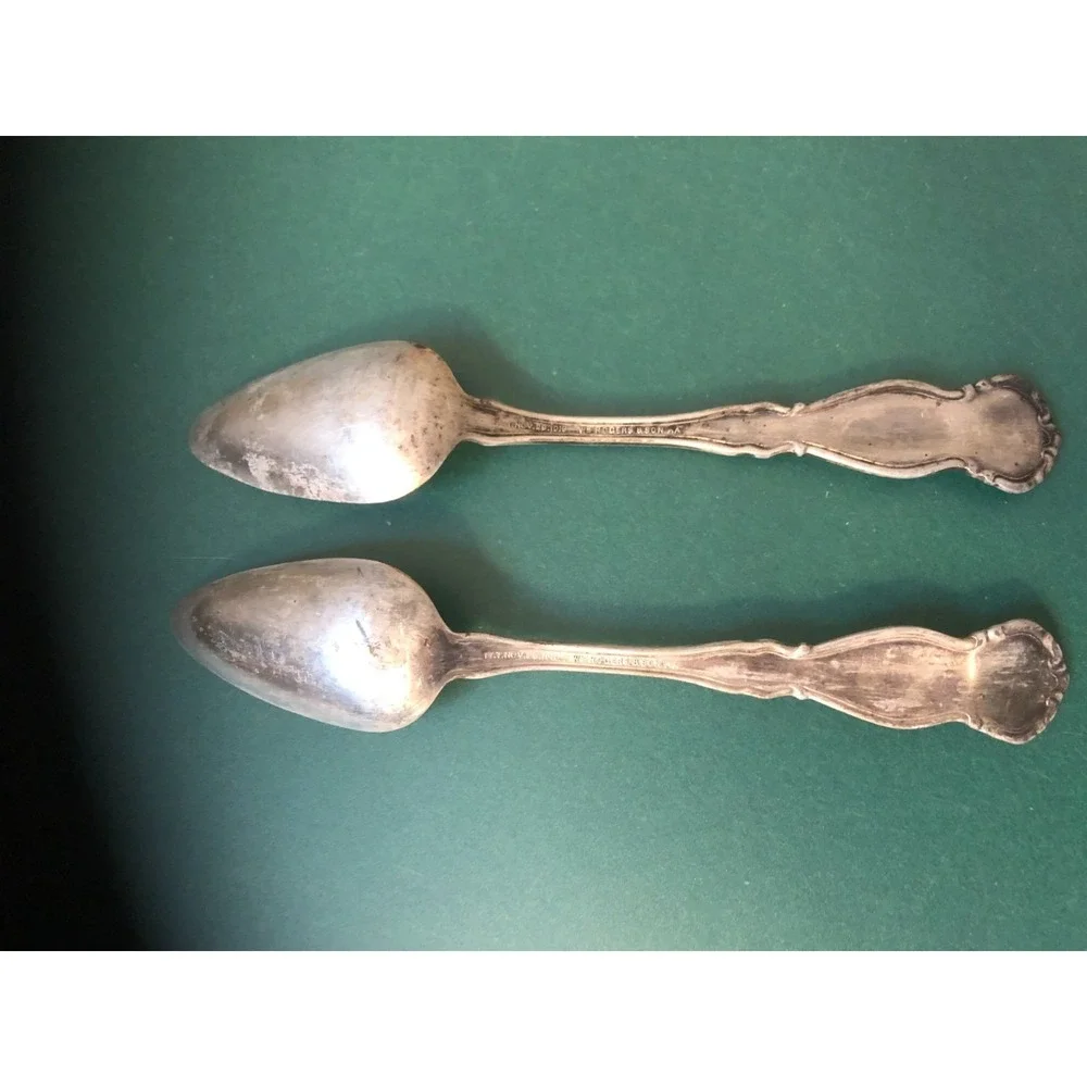 2 ~ Wm Rogers & Son Orange Blossom Silver-Plate Fruit Spoon Antique Pat. 1910